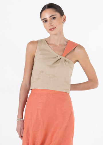 Ruched Linen Top
